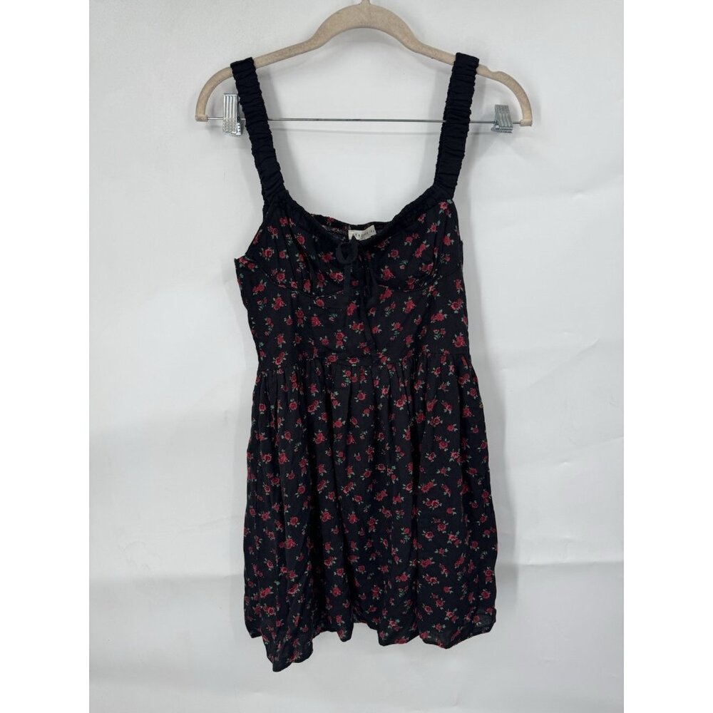Aeropostale Milkmaid Peasant Sweetheart Ditsy Retro Dress‎ Women S Black Prairie
